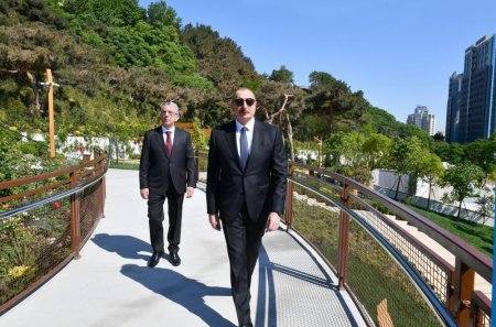 Prezident Bakıda yeni salınmış “Çəmbərəkənd” parkında yaradılan şəraitlə tanış olub - VİDEO - FOTO