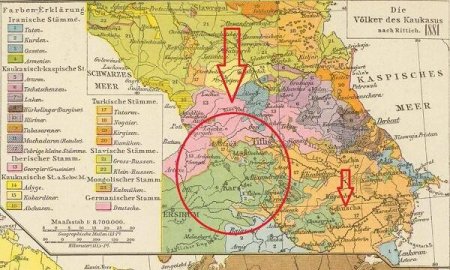 Немецкая карта Кавказа 1881 года. Где армяне?