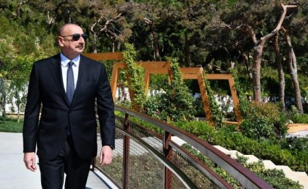 Prezident İlham Əliyev Bakıda yeni salınan parkda yaradılan şəraitlə tanış olub