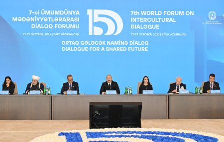 Prezident İlham Əliyev VII Ümumdünya Mədəniyyətlərarası Dialoq Forumunun açılışında çıxış edib (FOTO)